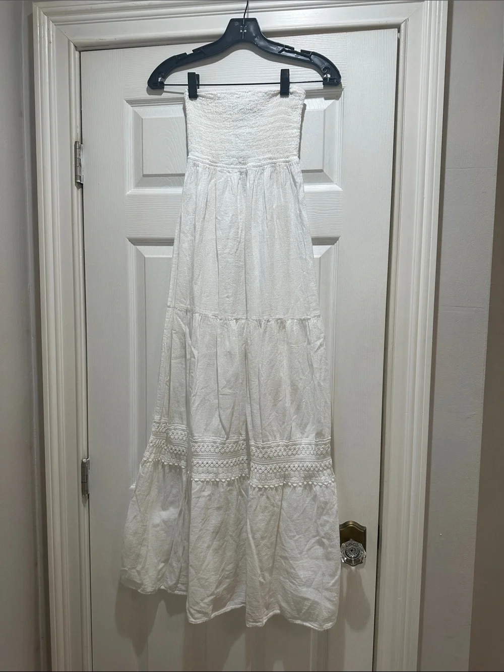 White Maxi Strapless Boho Dress